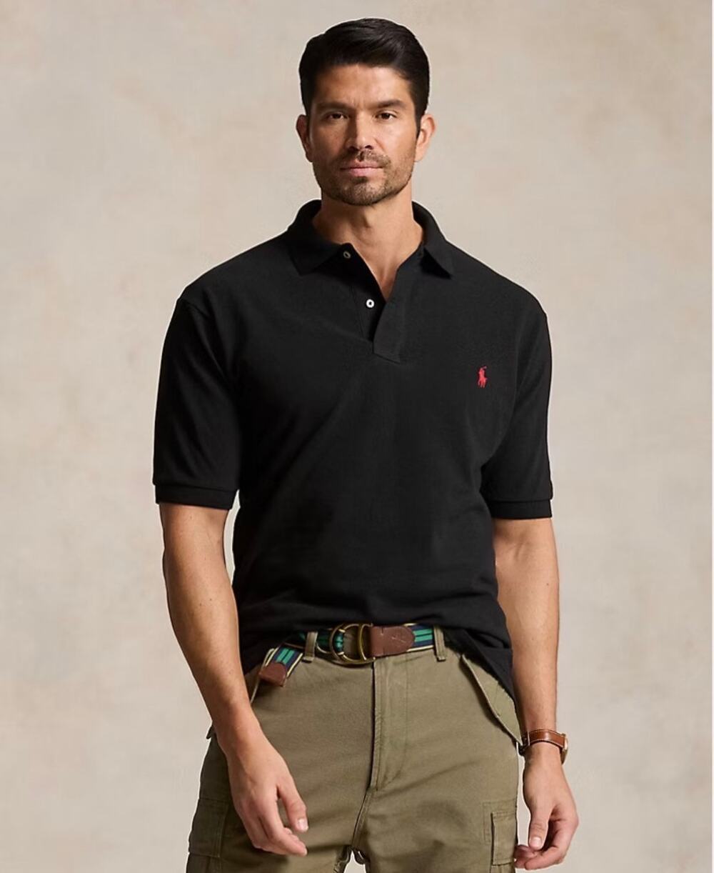 Polo Ralph Lauren The Iconic Mesh Polo Shirt Black Red Pony Size Large